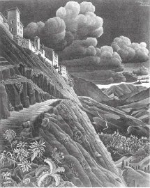 Lithographie d'Escher Castrovalva